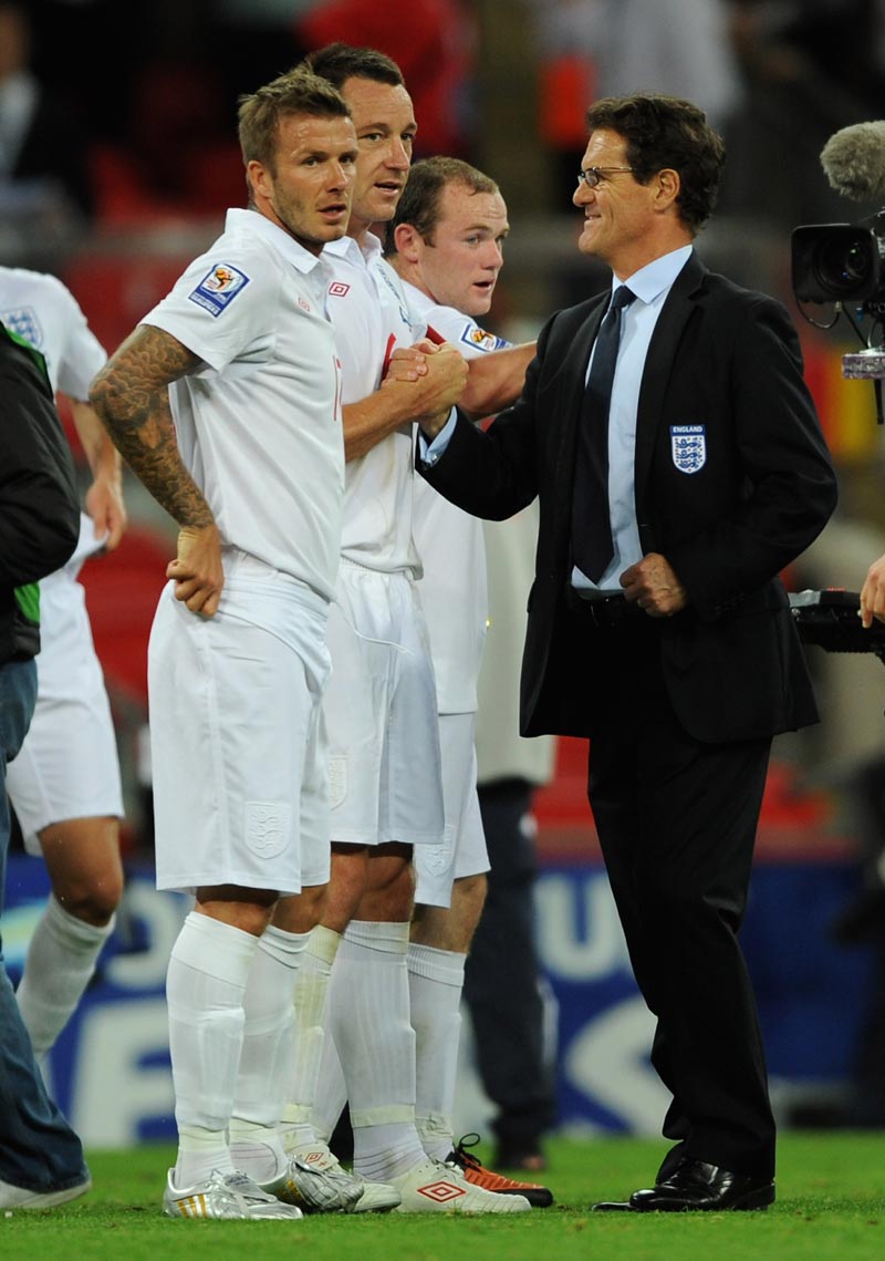 Fabio Capello congratulates his players